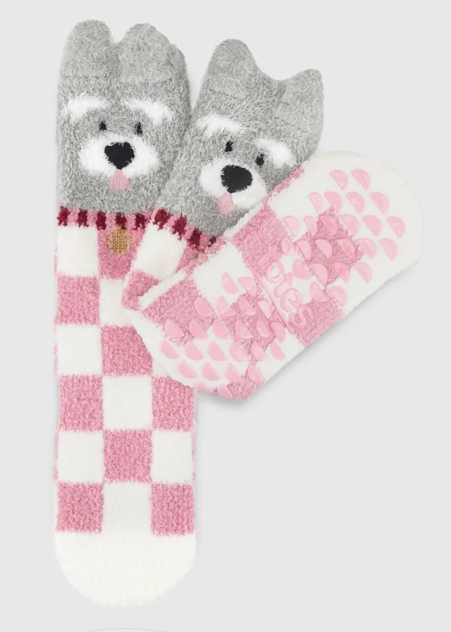 Totes Dog Pink Novelty Super Soft Slipper-Sox