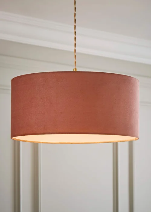 ValueLights Ashley Pink Velvet Squat Drum Shade - One Size Image 1