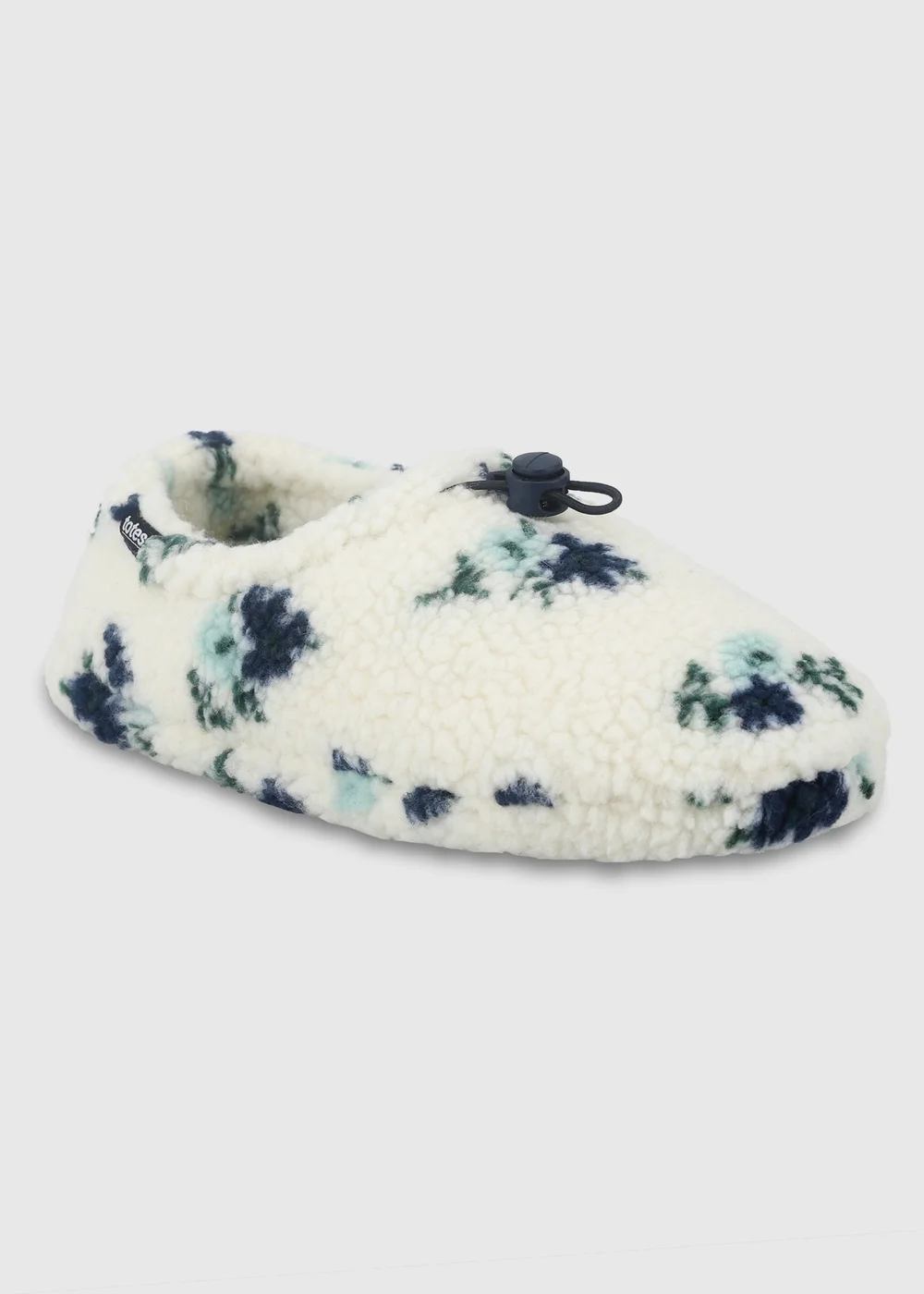Totes Floral Natural Borg Full Back Slippers with Toggle - 3-4 Image 4