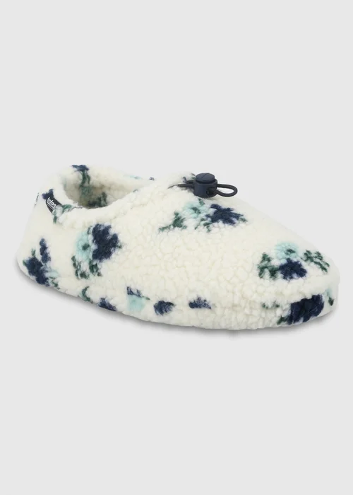 Totes Floral Natural Borg Full Back Slippers with Toggle - 3-4 Image 4