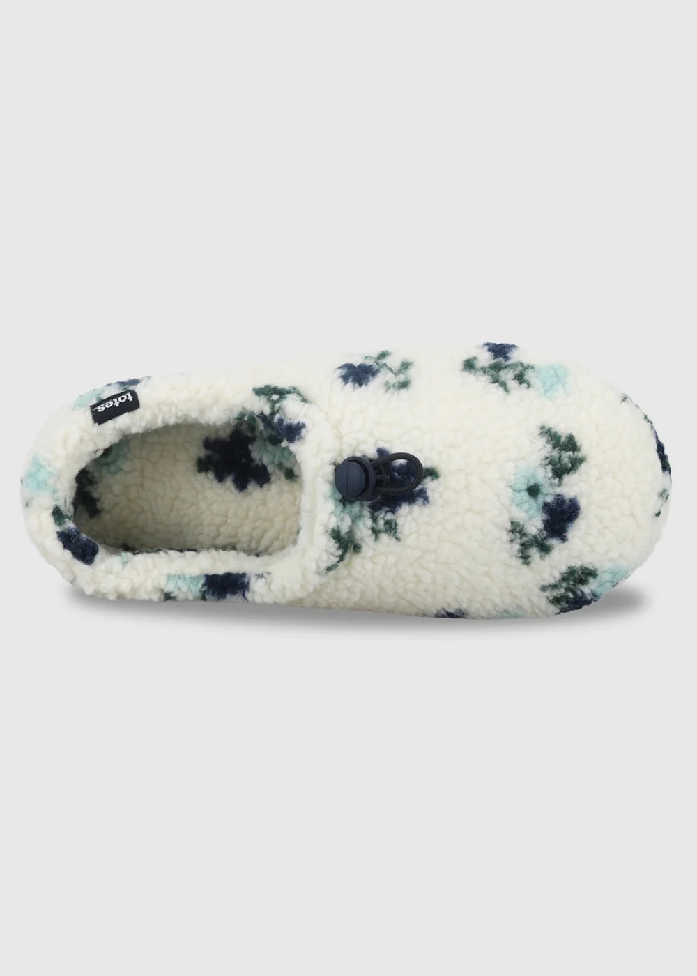 Totes Floral Natural Borg Full Back Slippers with Toggle - 3-4 Image 6