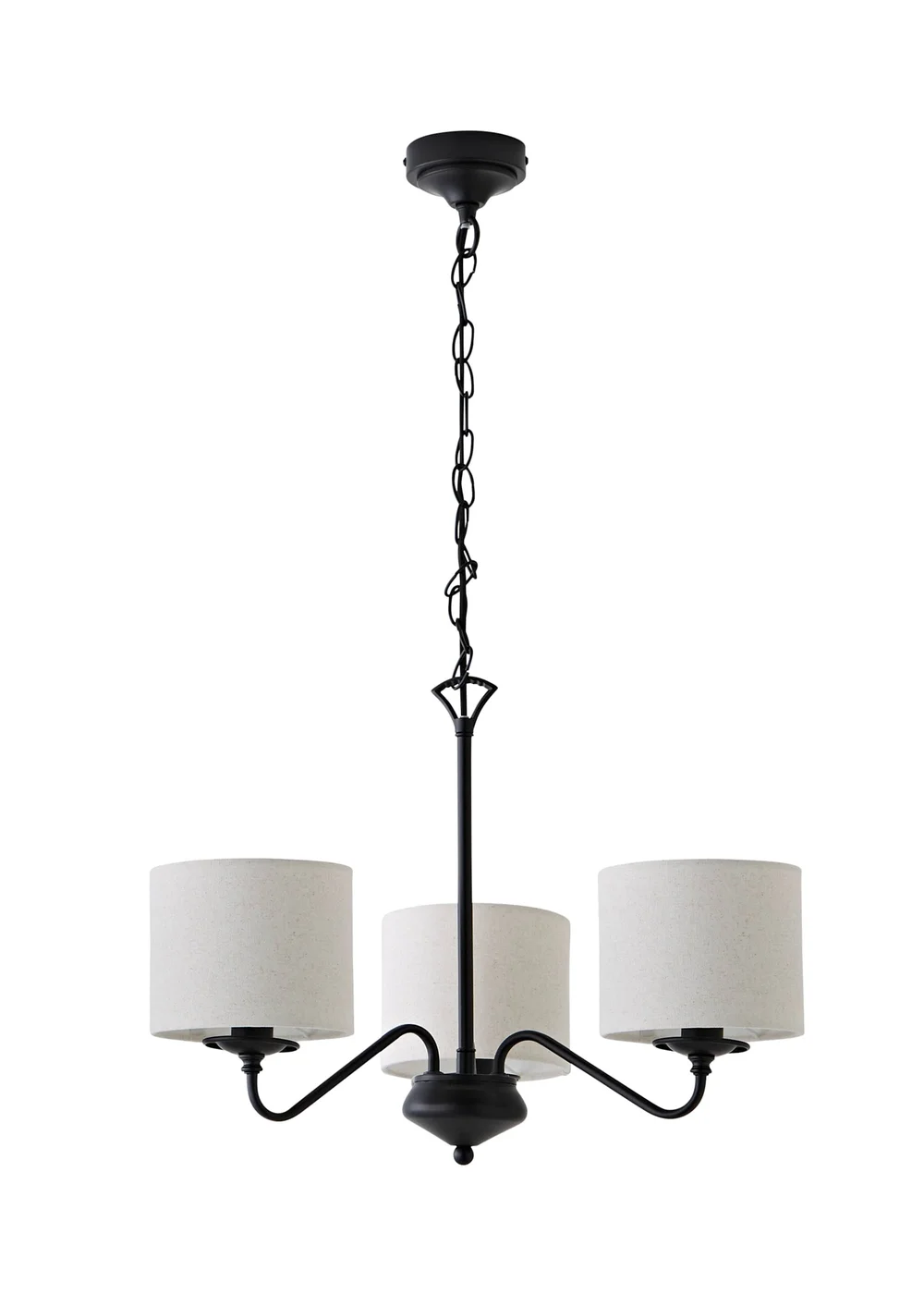 ValueLights Carmit Matte Black 3 Arm Fabric Shade Chandelier - One Size Image 5