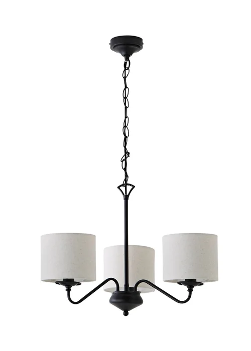 ValueLights Carmit Matte Black 3 Arm Fabric Shade Chandelier - One Size Image 5
