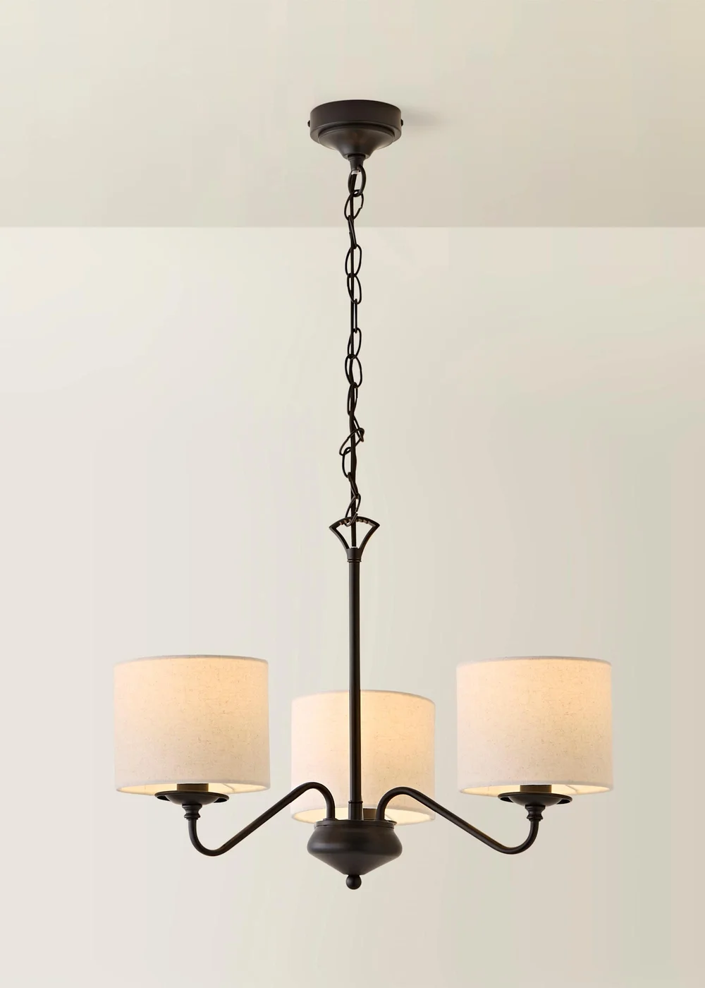 ValueLights Carmit Matte Black 3 Arm Fabric Shade Chandelier - One Size Image 3