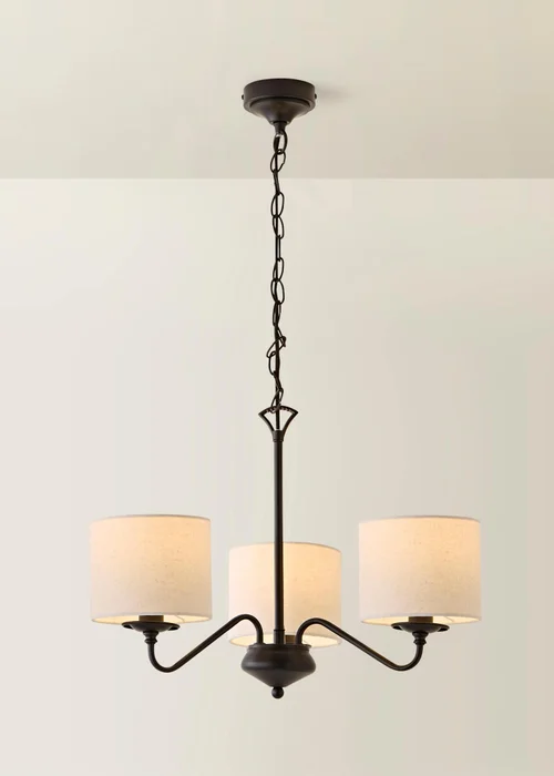 ValueLights Carmit Matte Black 3 Arm Fabric Shade Chandelier - One Size Image 3