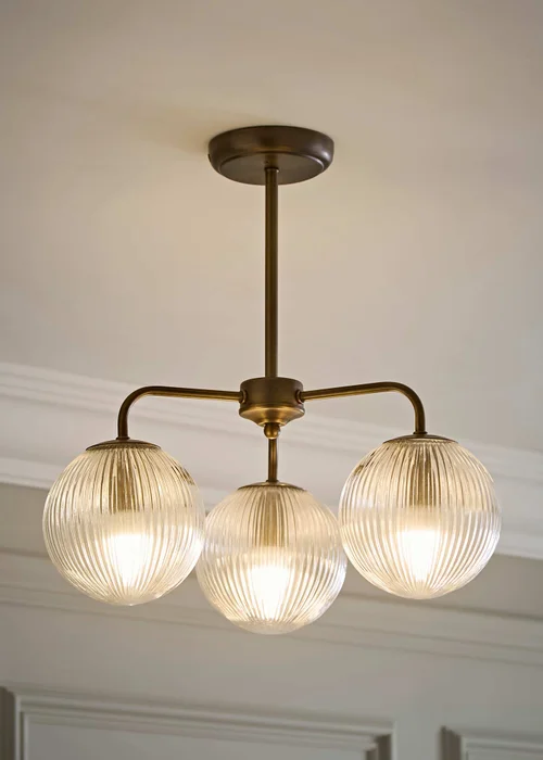 ValueLights Kempton Brushed Brass 3 Arm Chandelier (IP44) - One Size Image 1