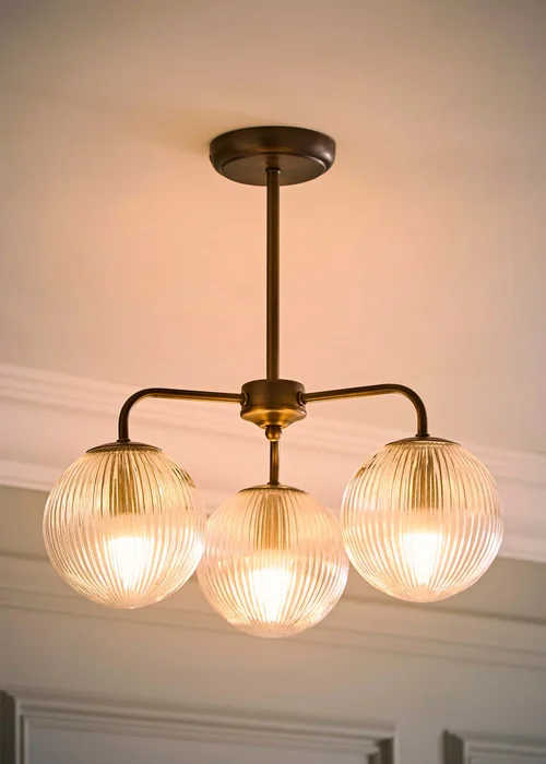 ValueLights Kempton Brushed Brass 3 Arm Chandelier (IP44) - One Size Image 2