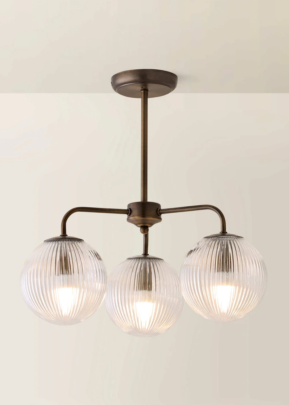 ValueLights Kempton Brushed Brass 3 Arm Chandelier (IP44) - One Size Image 3