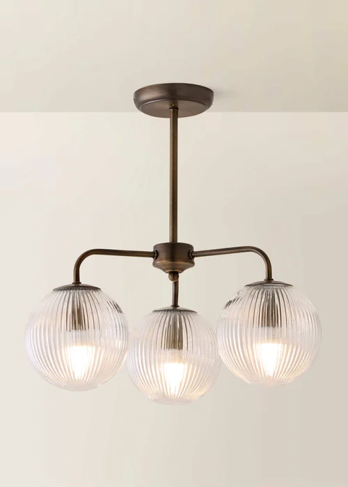 ValueLights Kempton Brushed Brass 3 Arm Chandelier (IP44) - One Size Image 3