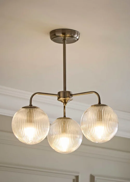 ValueLights Kempton Brushed Chrome 3 Arm Chandelier (IP44) - One Size Image 1