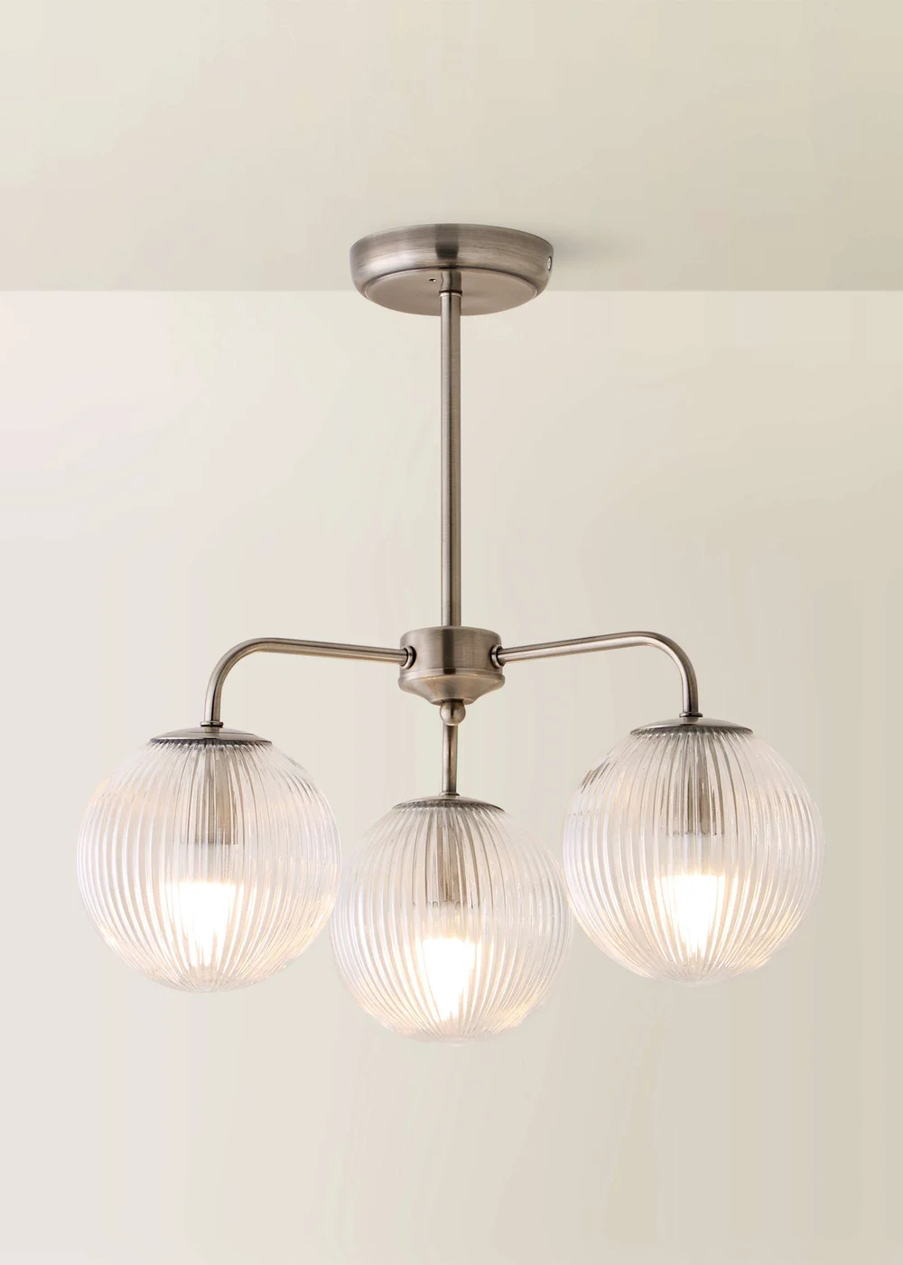 ValueLights Kempton Brushed Chrome 3 Arm Chandelier (IP44) - One Size Image 3