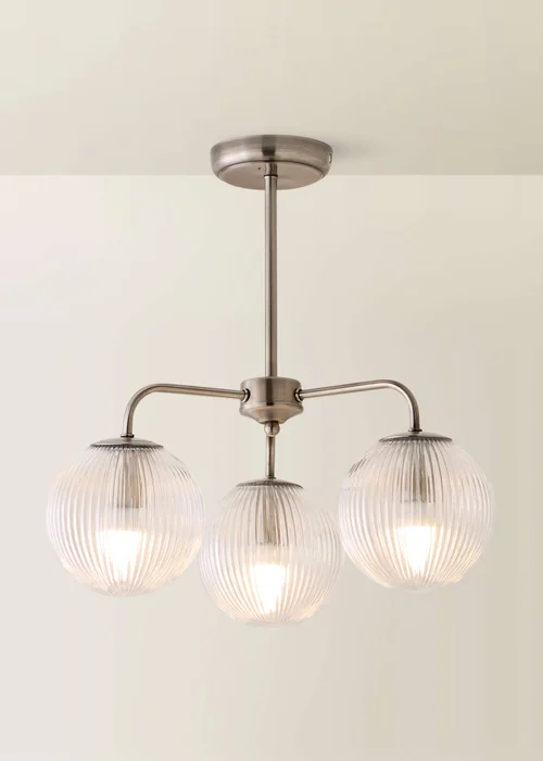 ValueLights Kempton Brushed Chrome 3 Arm Chandelier (IP44) - One Size Image 3