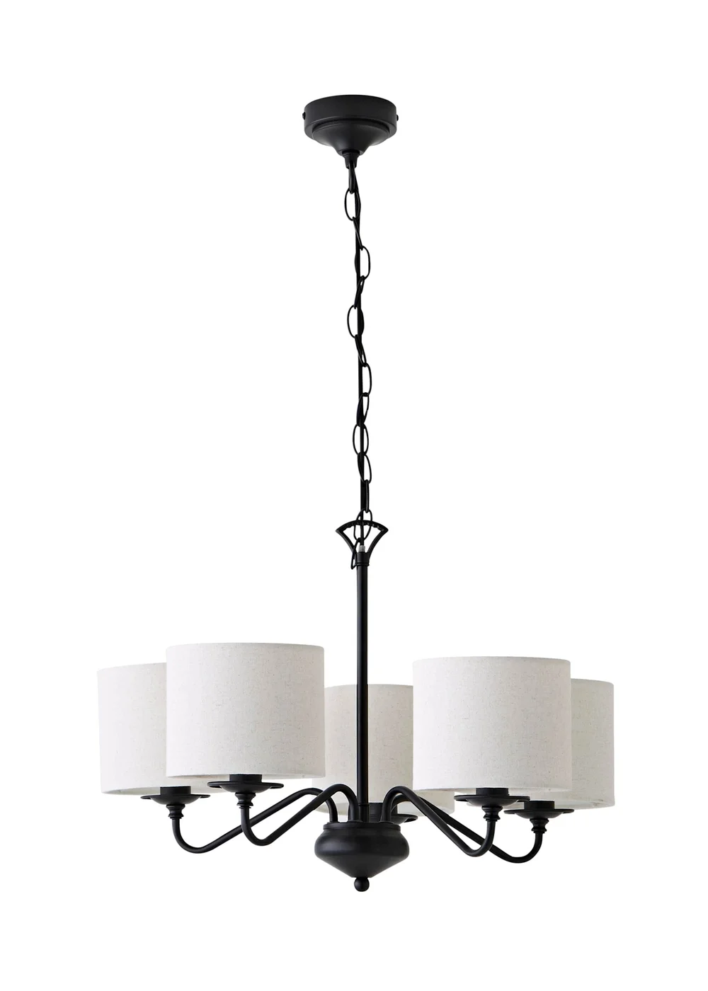 ValueLights Carmit Matte Black 5 Arm Fabric Shade Chandelier - One Size Image 5