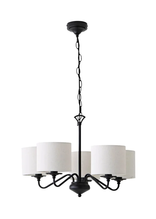 ValueLights Carmit Matte Black 5 Arm Fabric Shade Chandelier - One Size Image 5