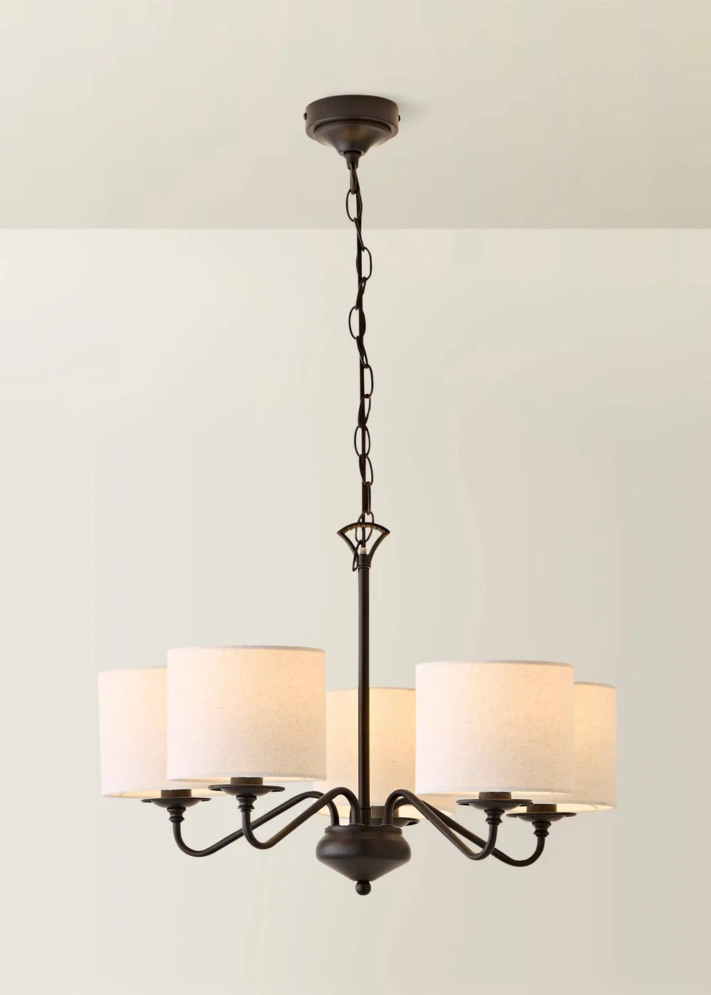 ValueLights Carmit Matte Black 5 Arm Fabric Shade Chandelier - One Size Image 3