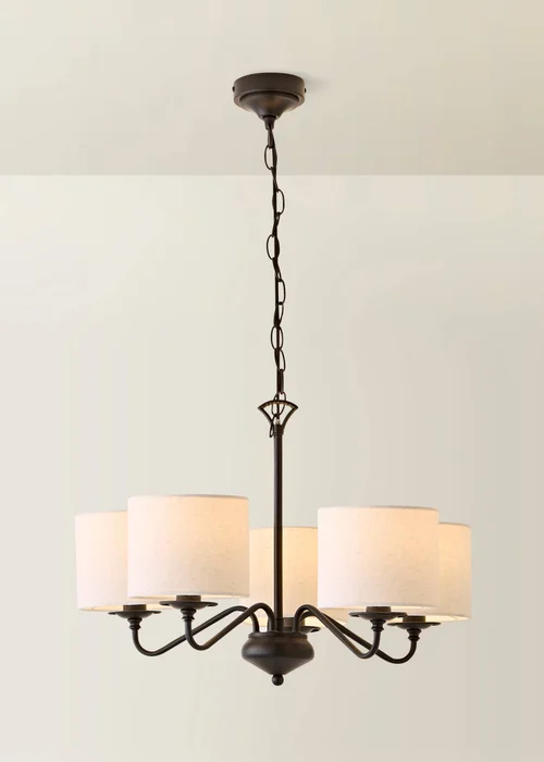 ValueLights Carmit Matte Black 5 Arm Fabric Shade Chandelier - One Size Image 3