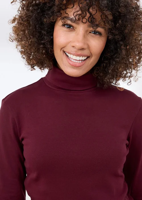 Cotton Traders Burgundy Rollneck Top - S Image 3