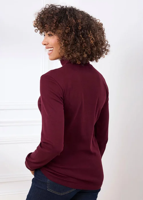 Cotton Traders Burgundy Rollneck Top - S Image 2