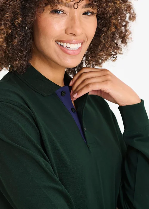 Cotton Traders Jewel Green Long Sleeve Polo Shirt - 2XL Image 3