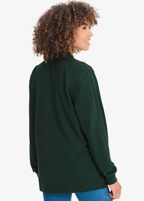 Cotton Traders Jewel Green Long Sleeve Polo Shirt - 2XL Image 2