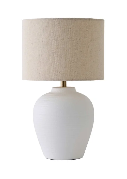 ValueLights Reid White Small Ribbed Ceramic Table Lamp - S Image 4