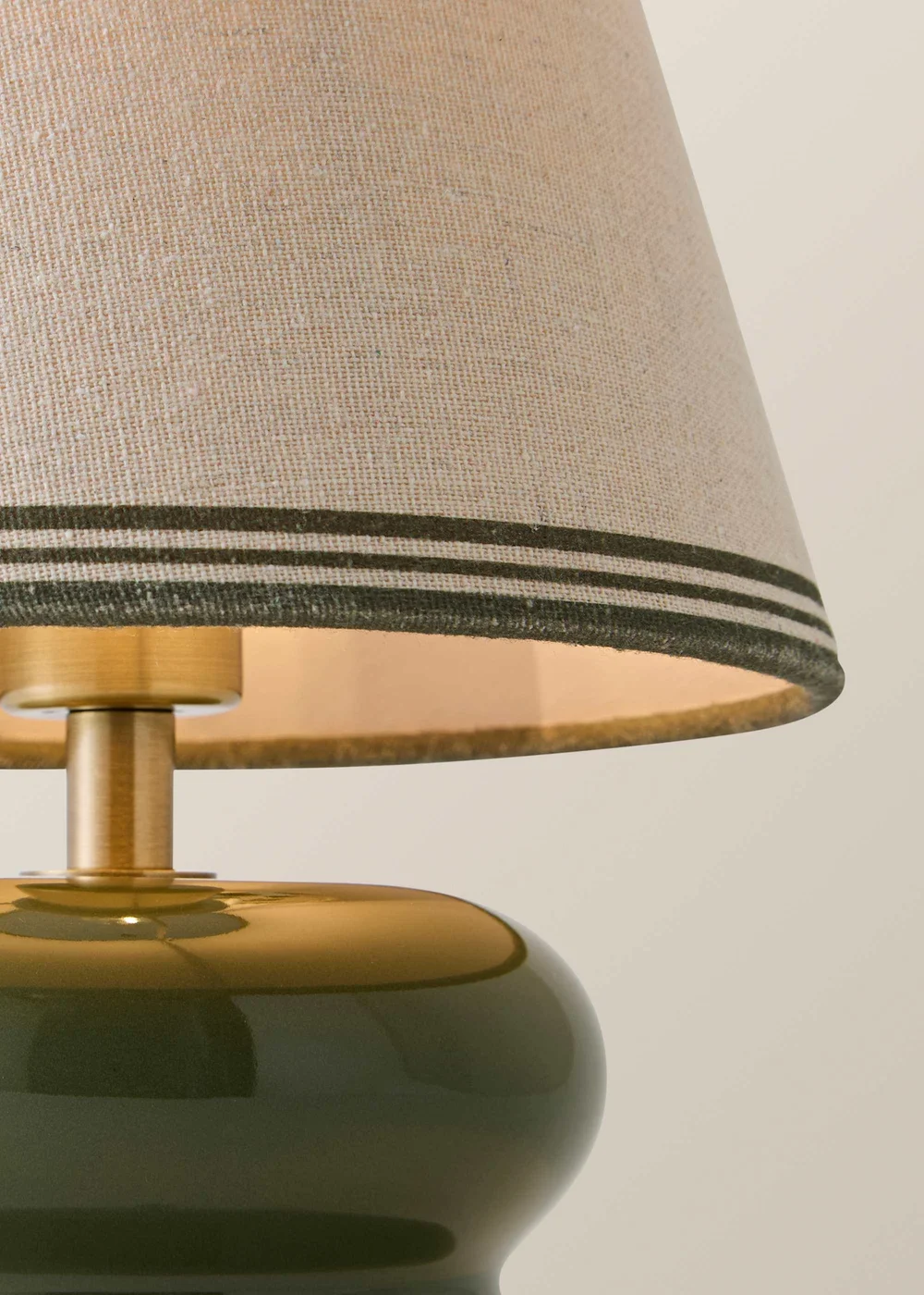ValueLights Gia Olive Ceramic Stacked Rechargeable Table Lamp with Triple Trim Shade - One Size Image 4