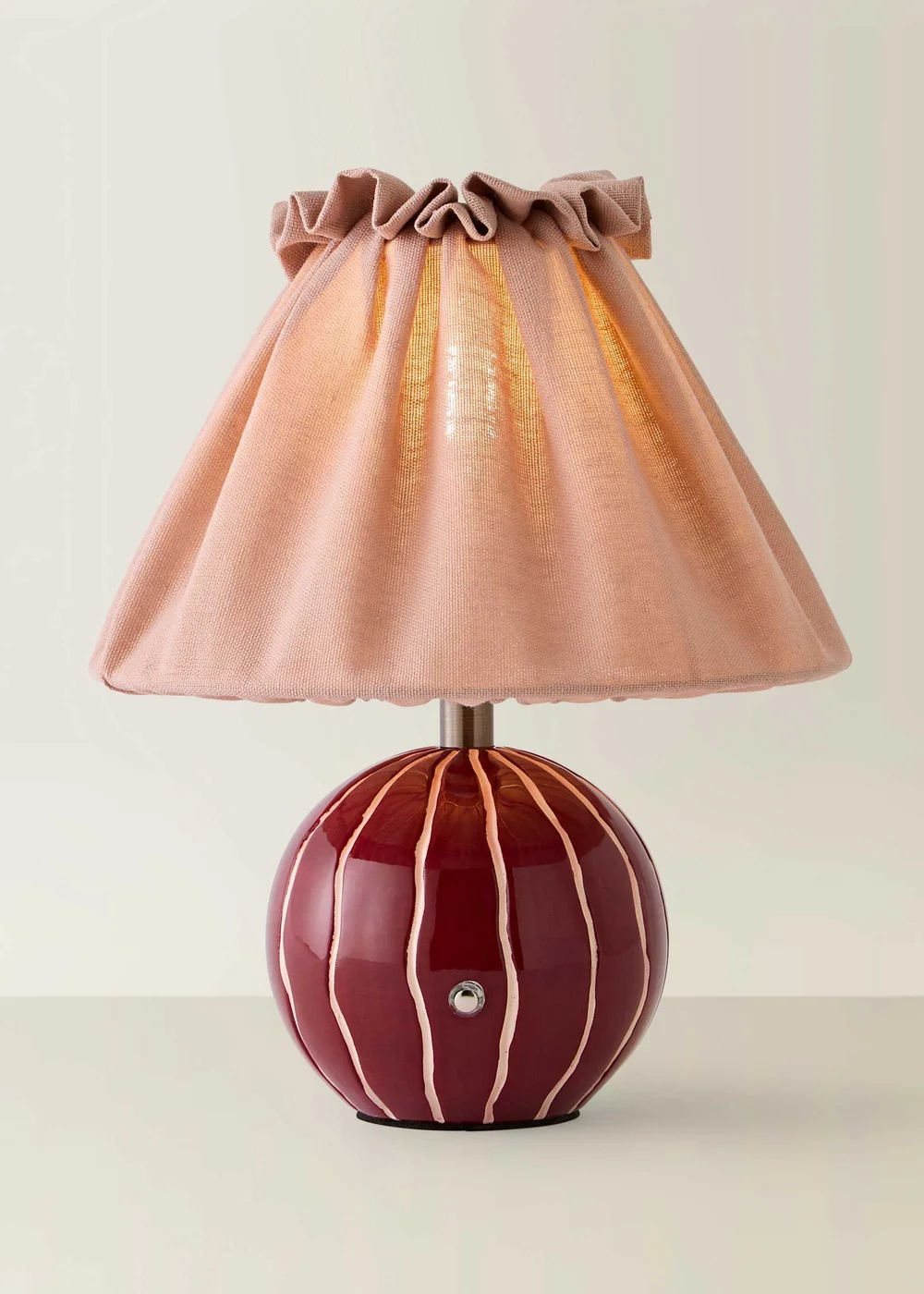 ValueLights Elma Burgundy Stripe Rechargeable Table Lamp - One Size Image 3
