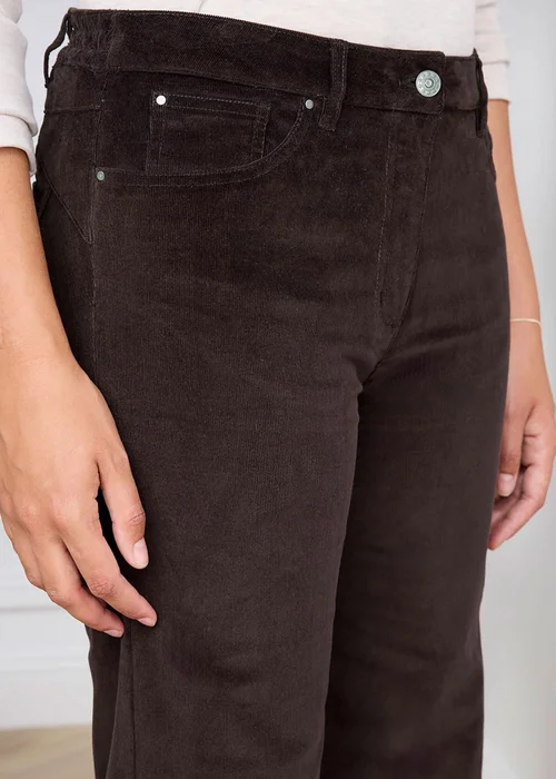 Cotton Traders Dark Chocolate Wide-Leg Stretch Cord Trousers - 12/L27 Image 4
