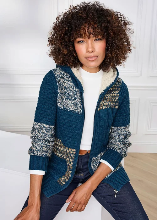 Cotton Traders Jade Hooded Knitted Zip Cardigan - 14 Image 1