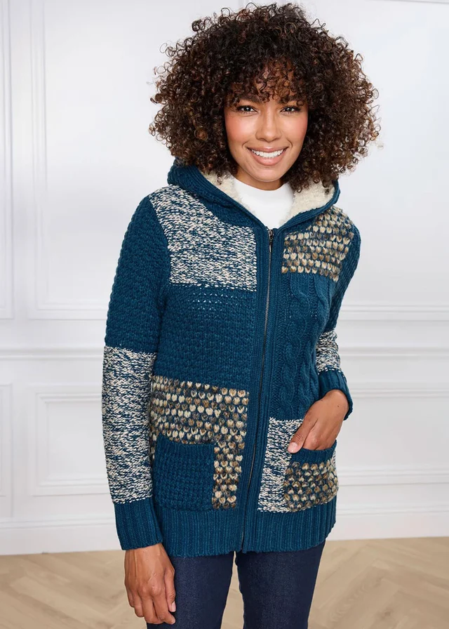 Cotton Traders Jade Hooded Knitted Zip Cardigan