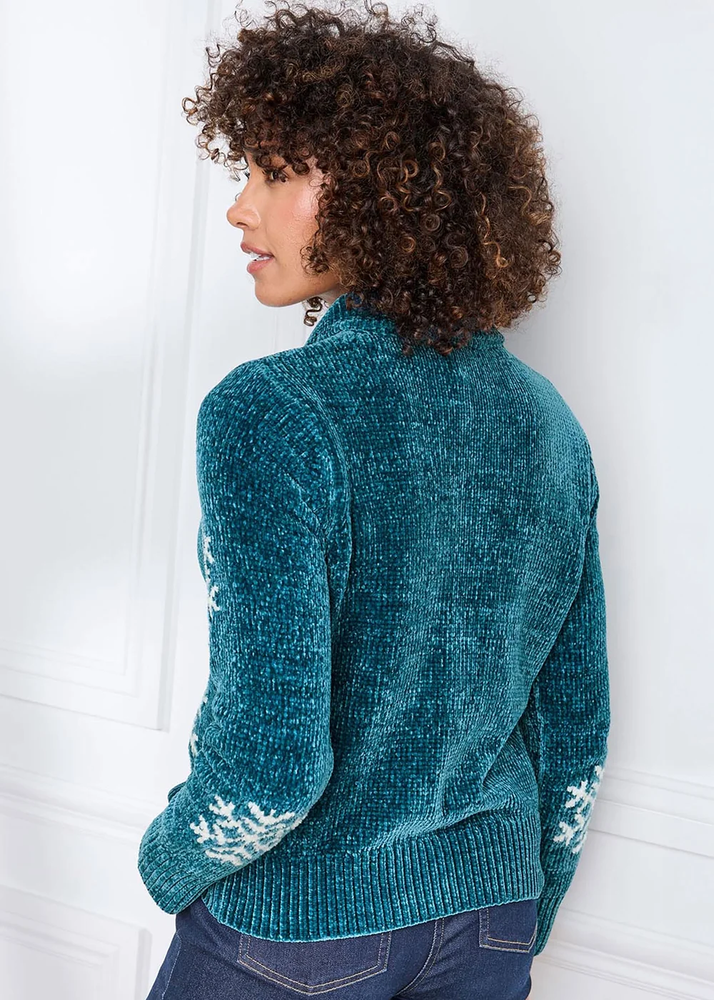 Cotton Traders Kingfisher Chenille Snowflake Cardigan - 16 Image 3