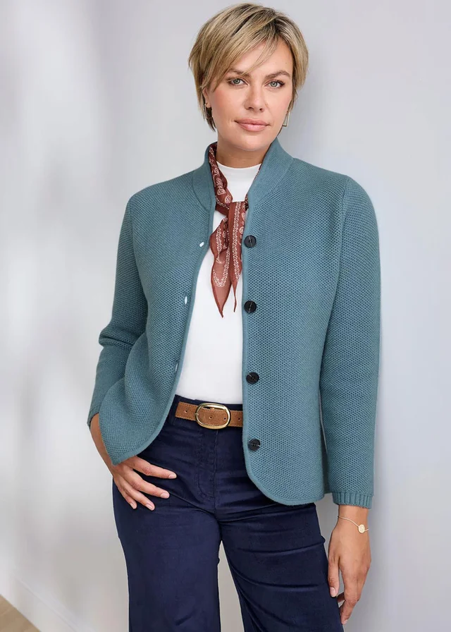 Cotton Traders Icy Blue Textured Cardigan