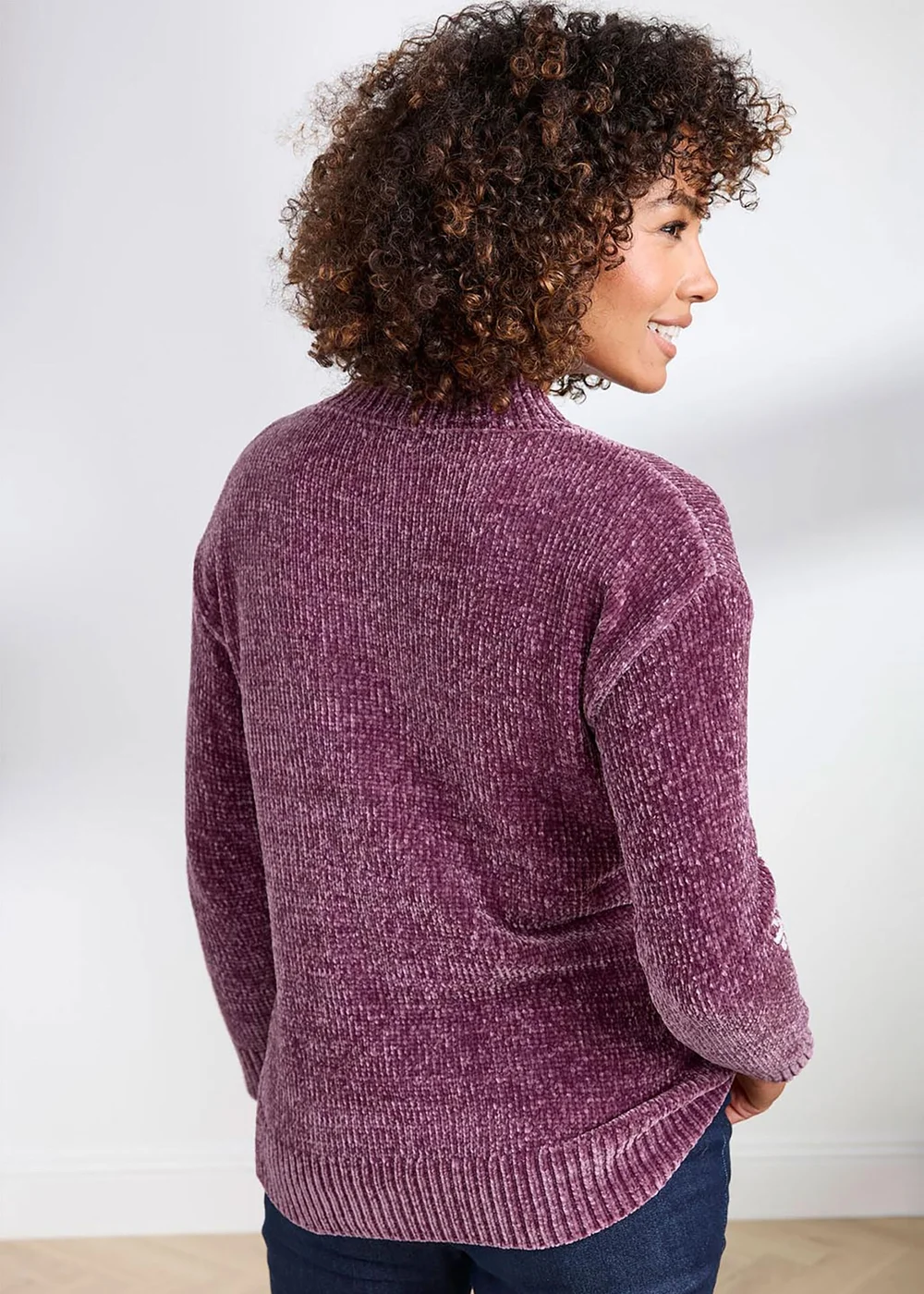 Cotton Traders Damson Chenille Snowflake Jumper - 20 Image 3