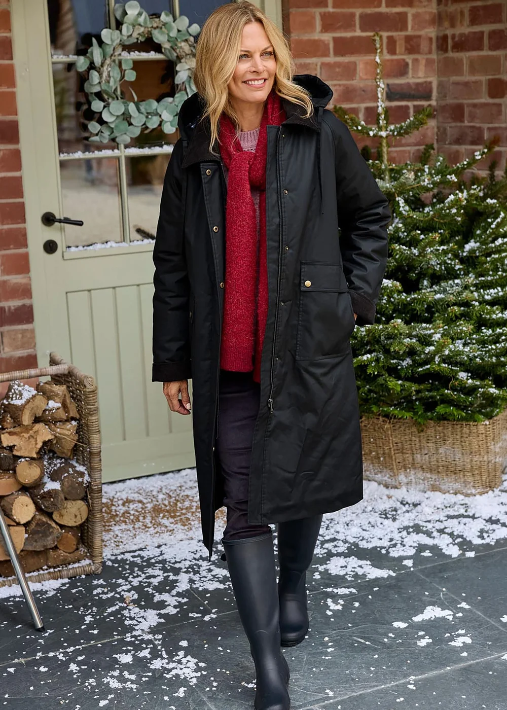Cotton Traders Black Long Wax Look Coat - 18 Image 2