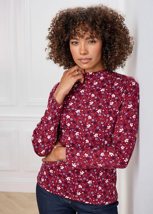 Cotton Traders Ruby Cosy Up Long Sleeve Print Turtleneck Top - 22 Image 1