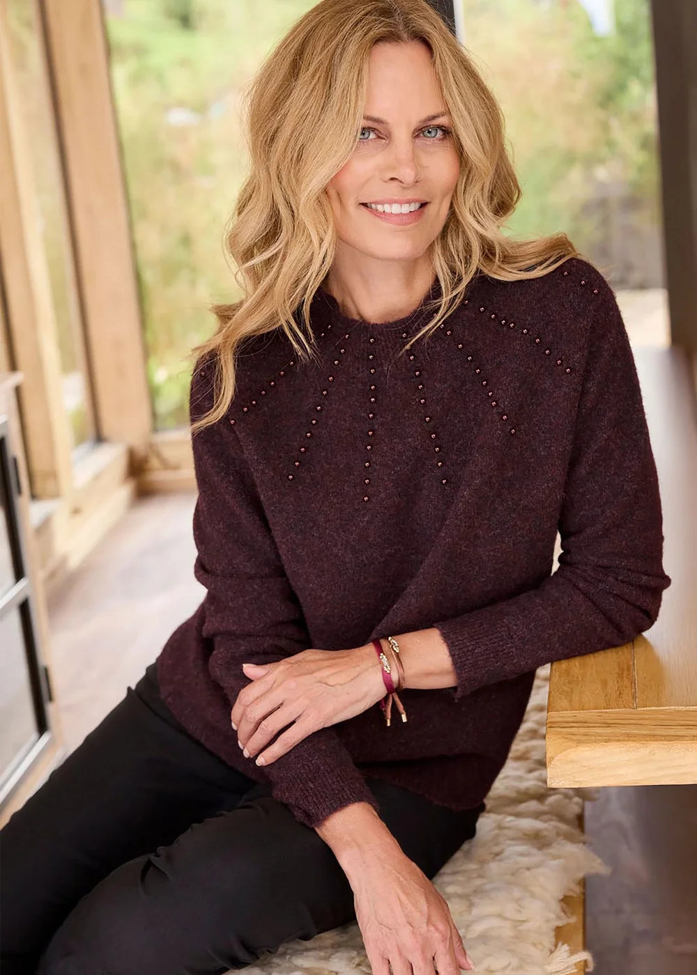 Cotton Traders Mulberry Mock Pearl Neck Jumper - 20 Image 1