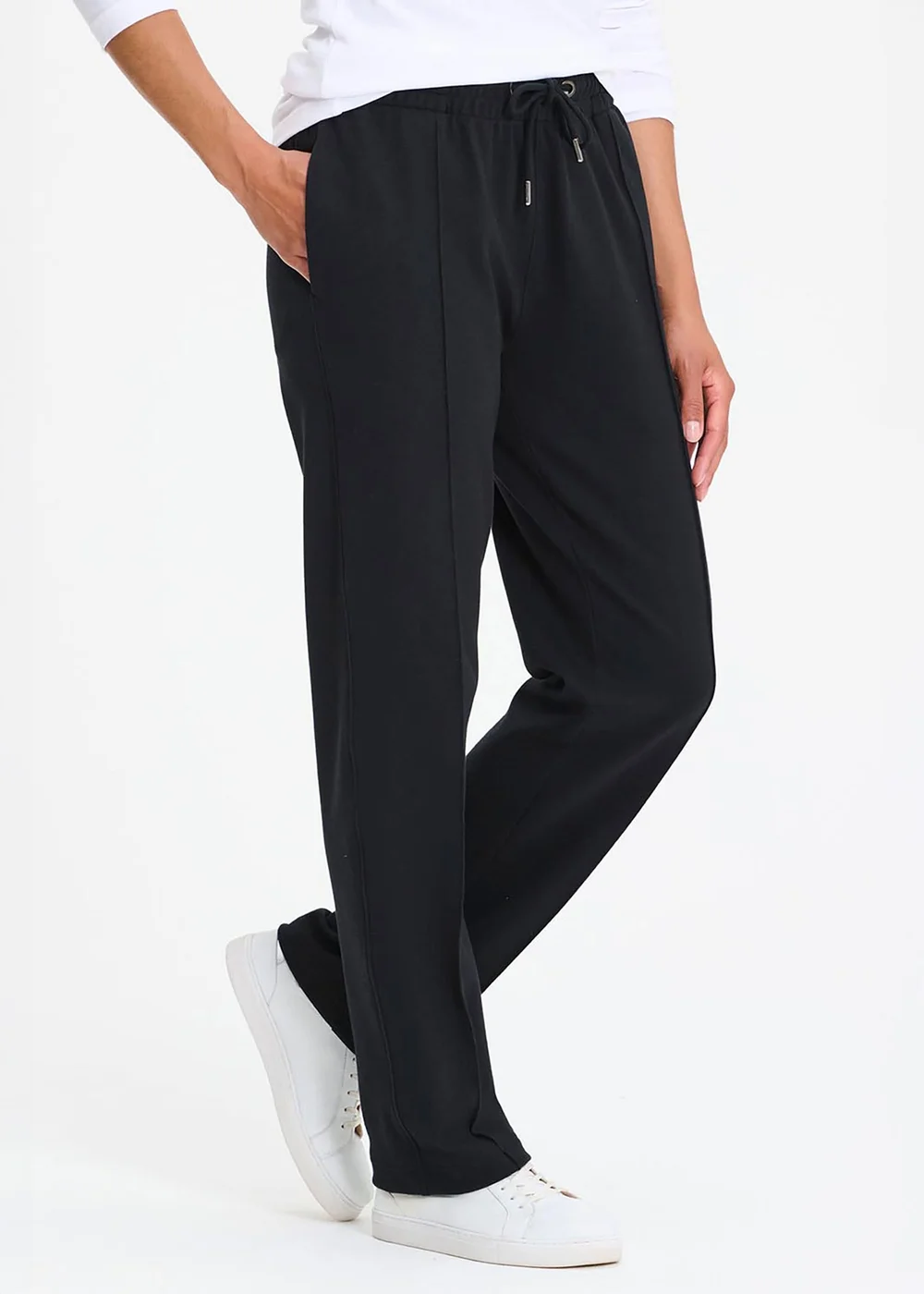 Cotton Traders Black Interlock Pintuck Joggers - S/L29 Image 1