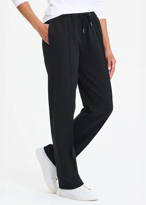 Cotton Traders Black Interlock Pintuck Joggers - S/L29 Image 1