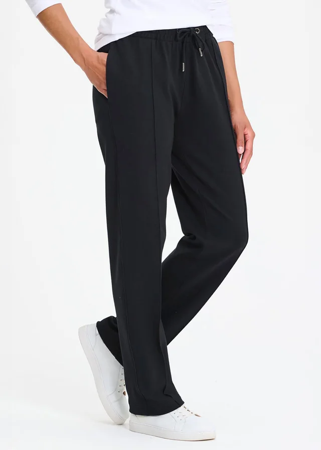 Cotton Traders Black Interlock Pintuck Joggers