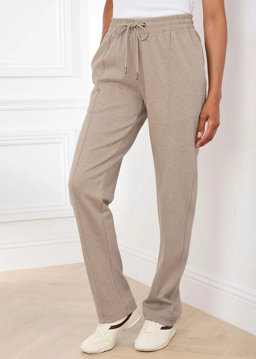 Cotton Traders Oatmeal Interlock Pintuck Joggers - 2XL/L27 Image 1