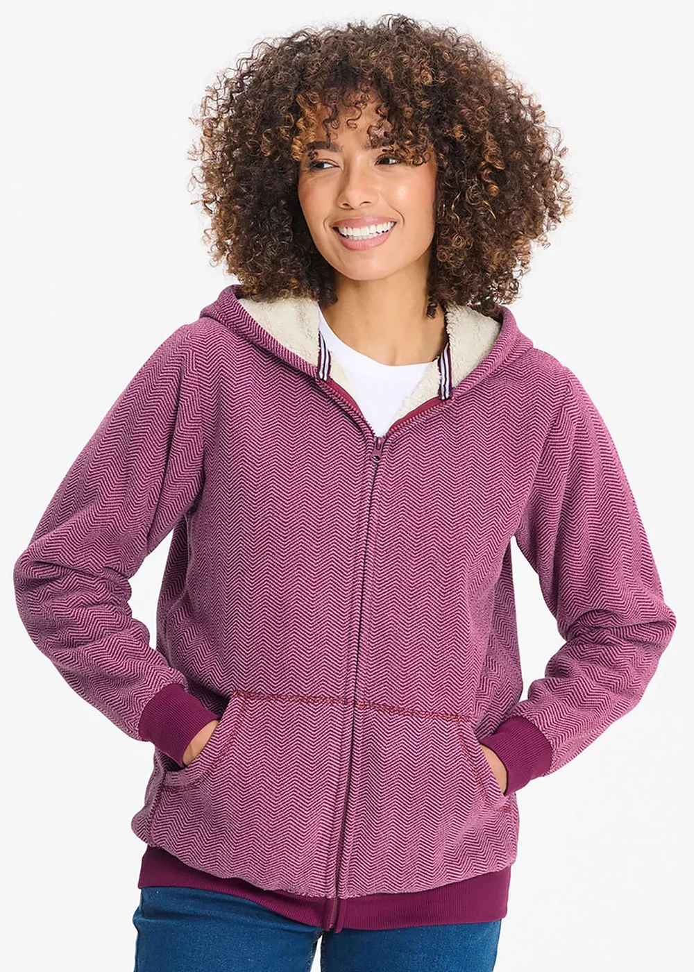 Cotton Traders Magenta Cosy Fleece Jacket - XL Image 1