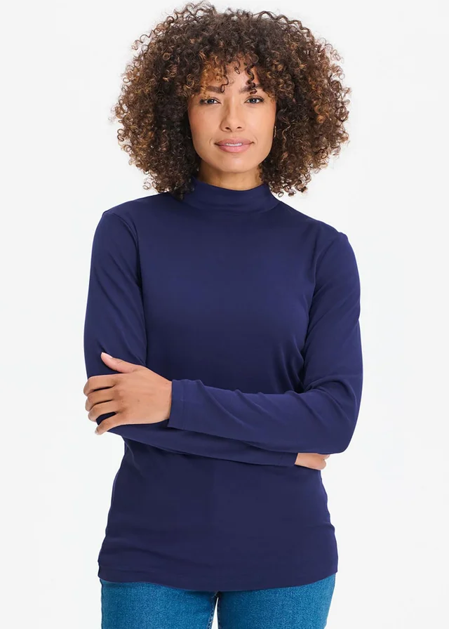 Cotton Traders Marine Long Sleeve Turtle Neck Base Layer