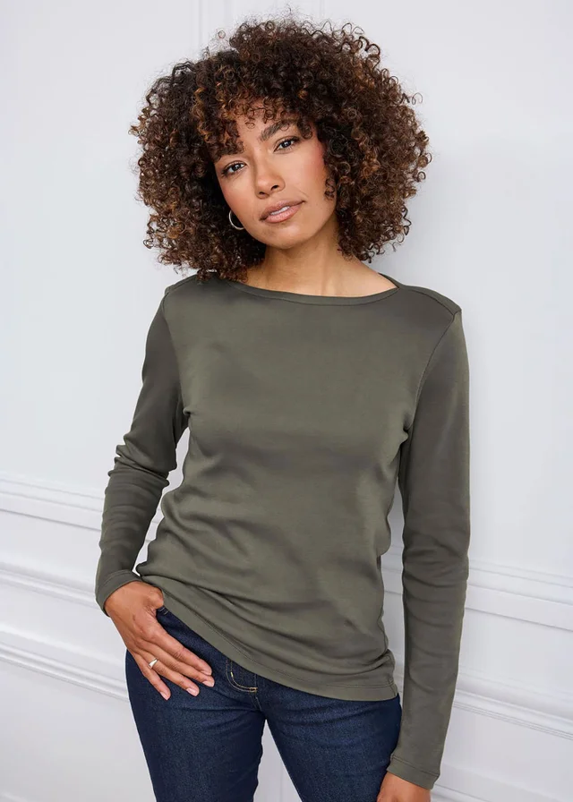 Cotton Traders Dark Forest Cosy Up Long Sleeve Boat Neck Top