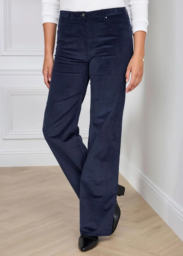 Cotton Traders Midnight Wide-Leg Stretch Cord Trousers
