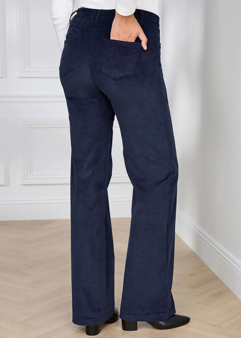Cotton Traders Midnight Wide-Leg Stretch Cord Trousers - 20/L31 Image 3