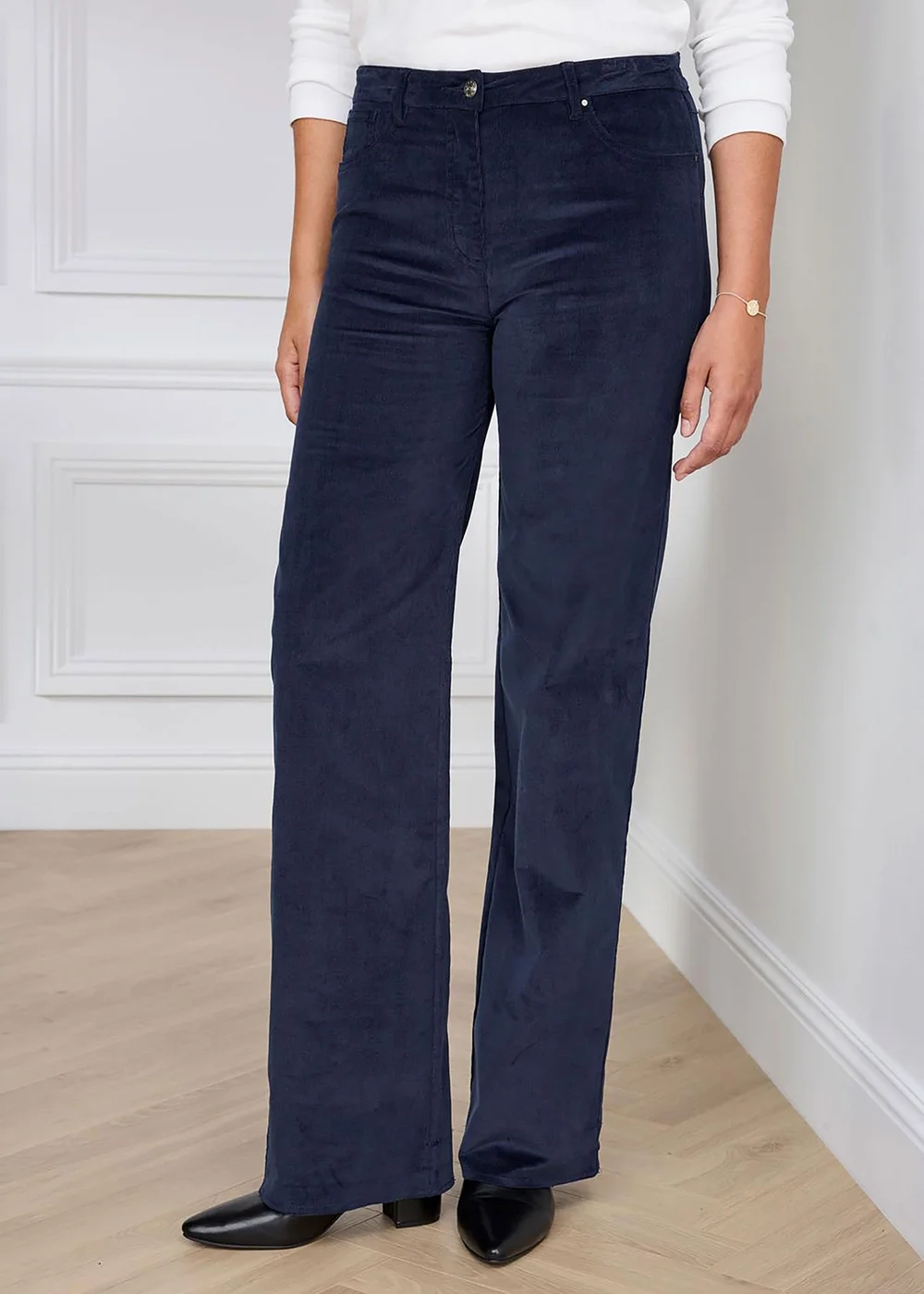 Cotton Traders Midnight Wide-Leg Stretch Cord Trousers - 20/L31 Image 2