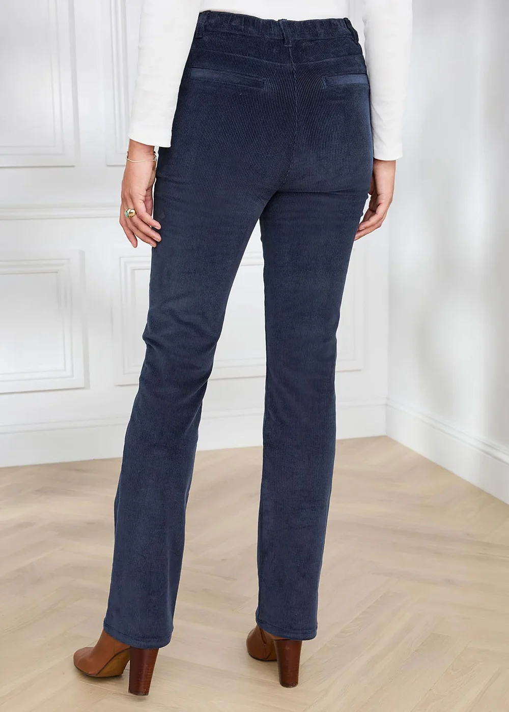 Cotton Traders Midnight Straight Leg Stretch Cord Trousers - 8/L27 Image 3