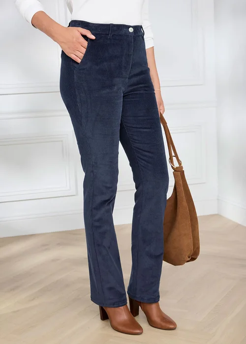 Cotton Traders Midnight Straight Leg Stretch Cord Trousers - 8/L27 Image 1