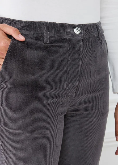 Cotton Traders Storm Grey Straight Leg Stretch Cord Trousers - 12/L27 Image 4
