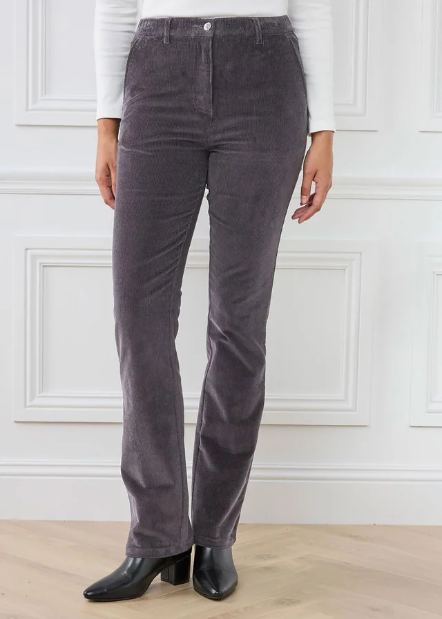 Cotton Traders Storm Grey Straight Leg Stretch Cord Trousers